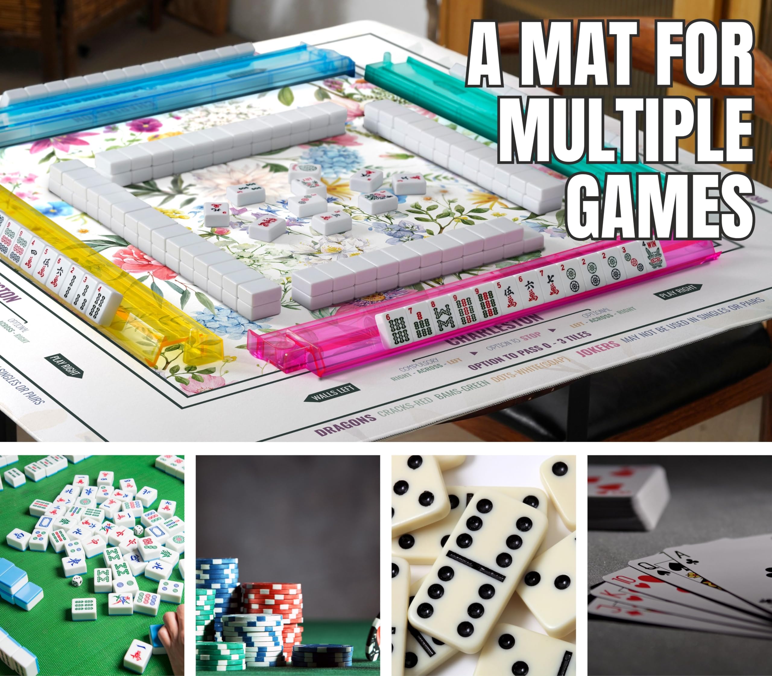 InnoBeta Mahjong Mat edge stitching provides durability.