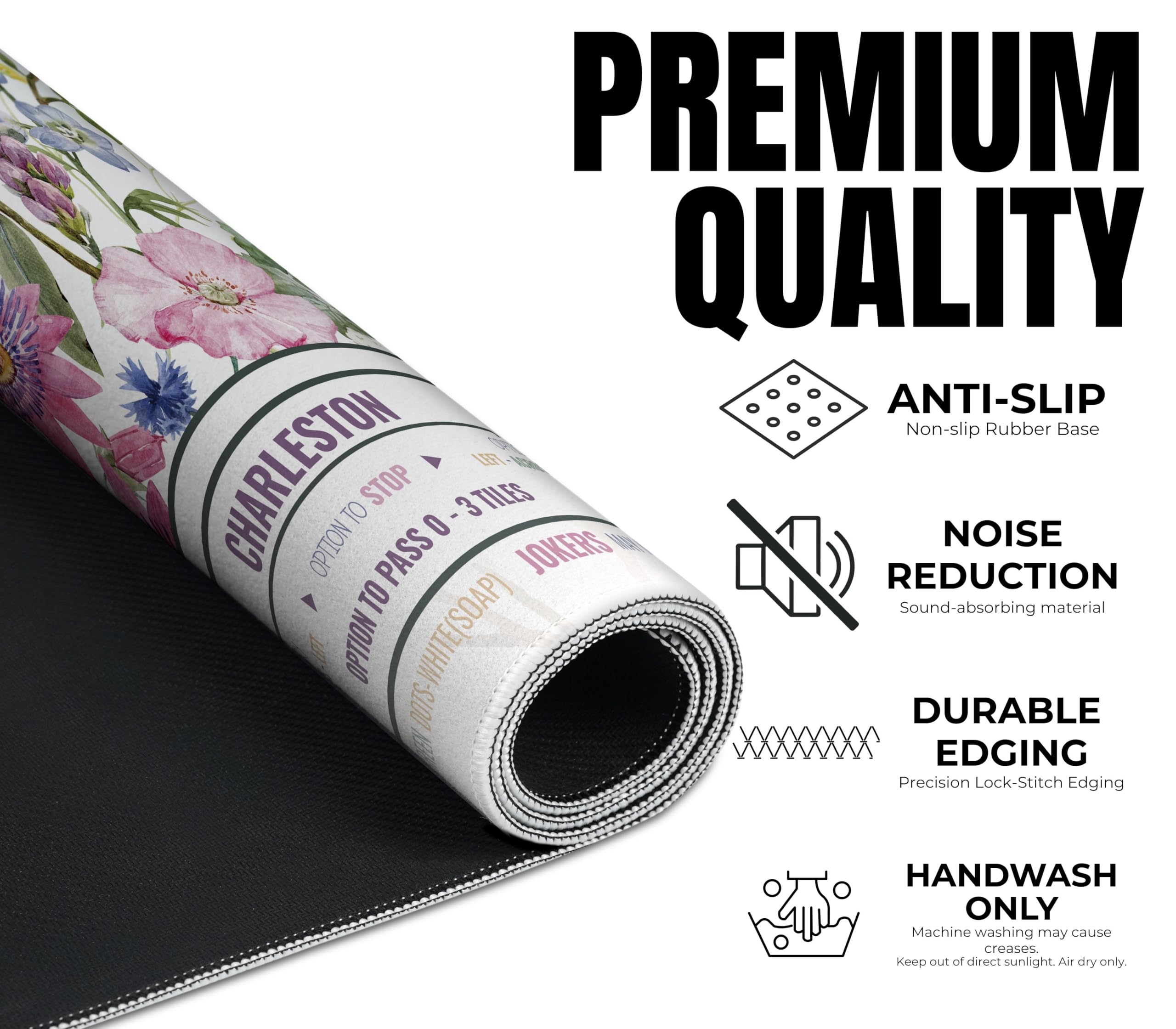 InnoBeta Mahjong Mat 33x33 surface print resists fading.