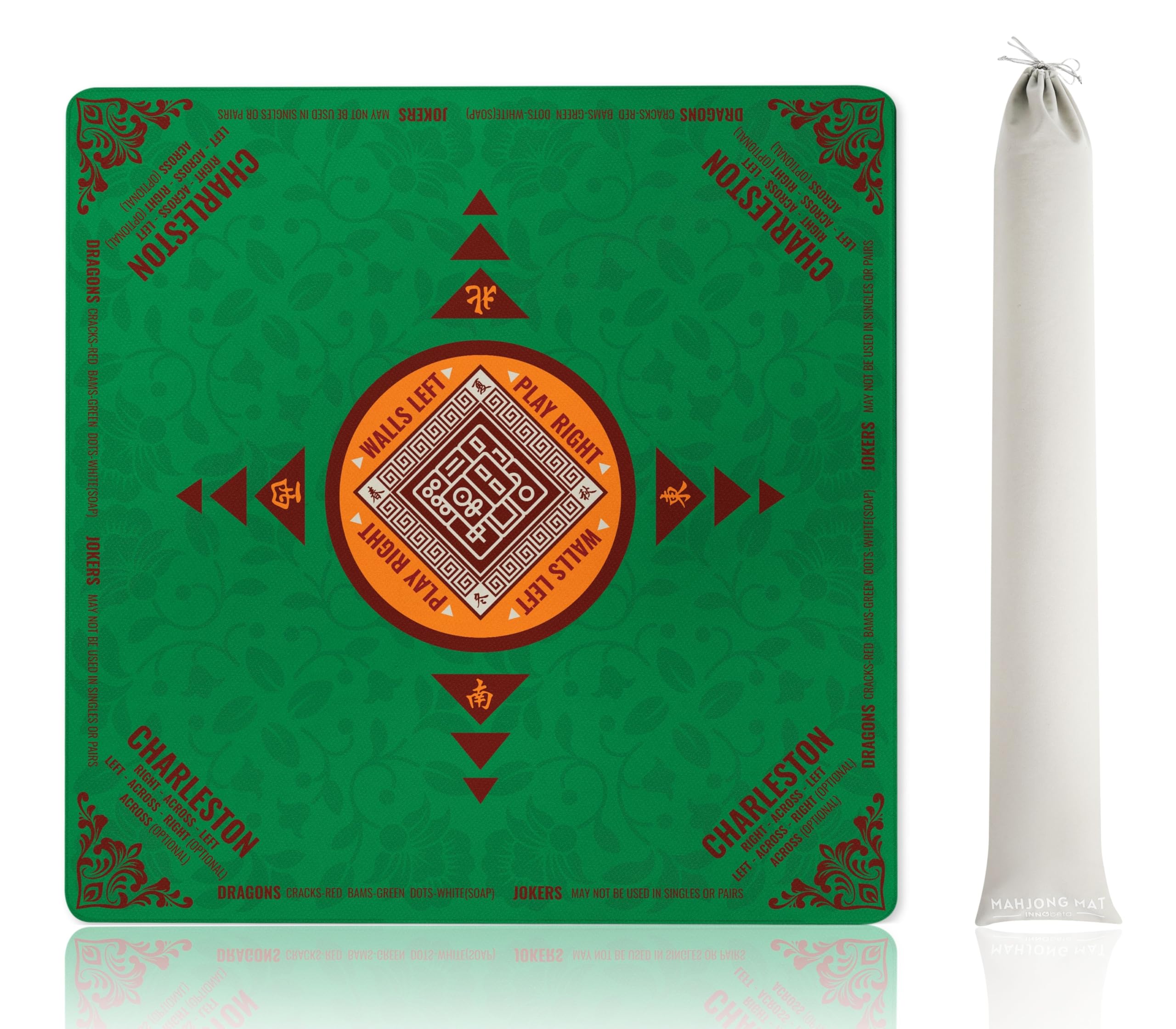 InnoBeta Mahjong Mat 33x33 non-slip back delivers stable play on any table.