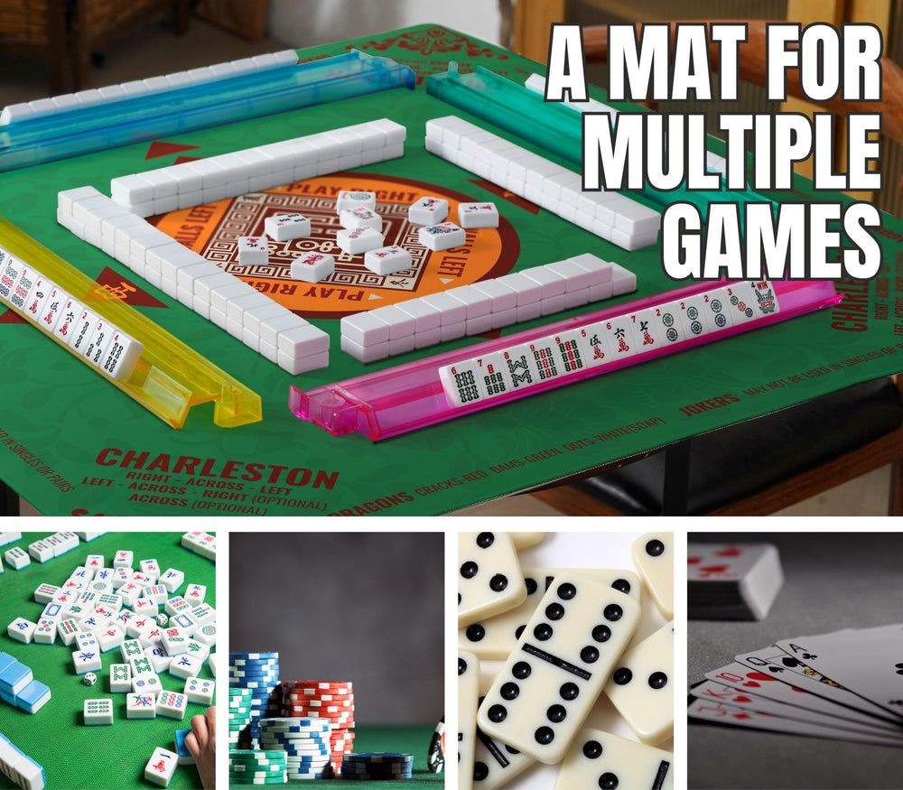 InnoBeta Mahjong Mat includes velvet bag for portable storage.