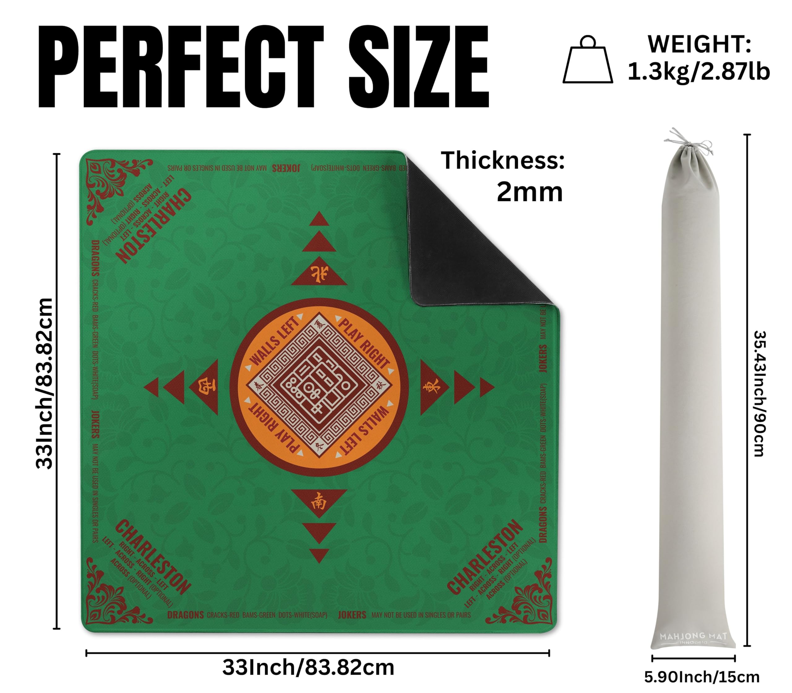 InnoBeta Mahjong Mat waterproof surface supports smooth tile movement and easy cleaning.