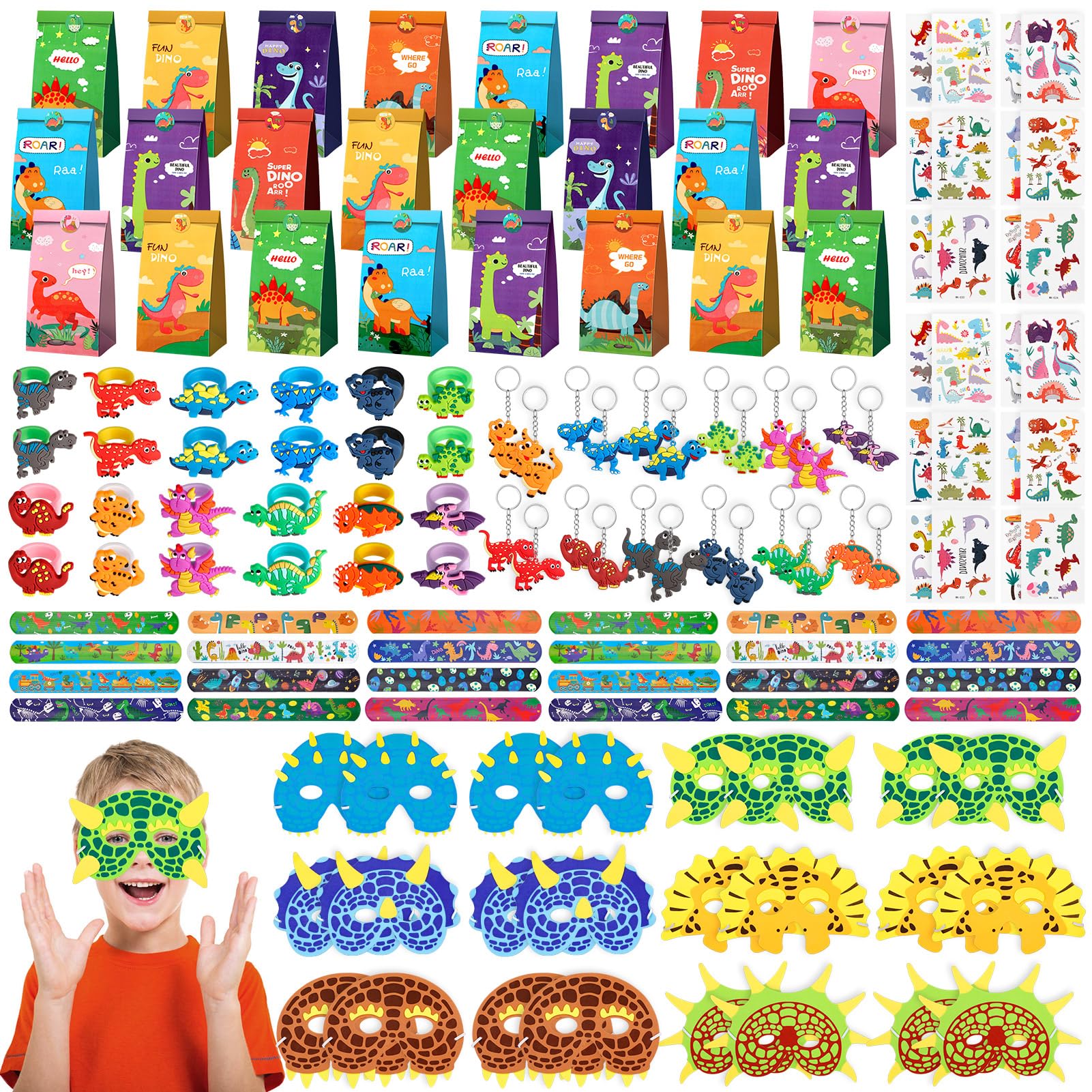 INNOCHEER dinosaur party favors full set ready for kids' birthday party play.