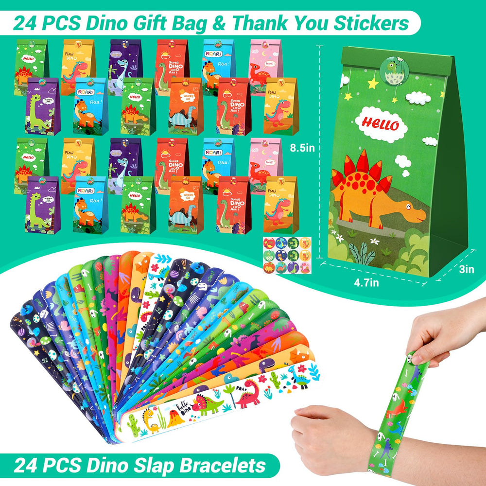 INNOCHEER dinosaur slap bracelets ideal for party activities and take-home gifts.