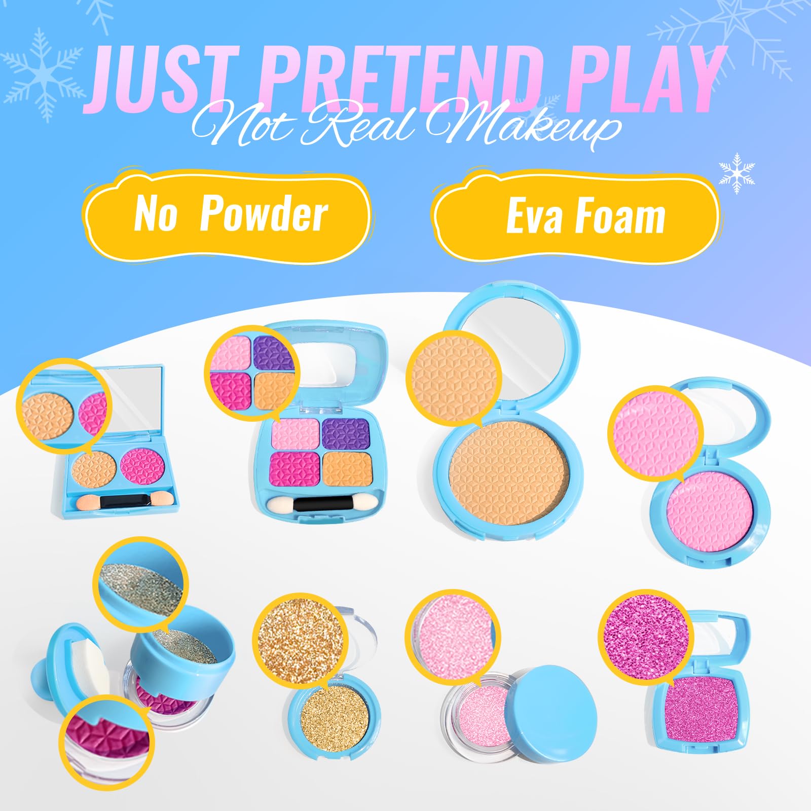 INNOCHEER kids makeup brushes provide soft tools for gentle pretend sessions.