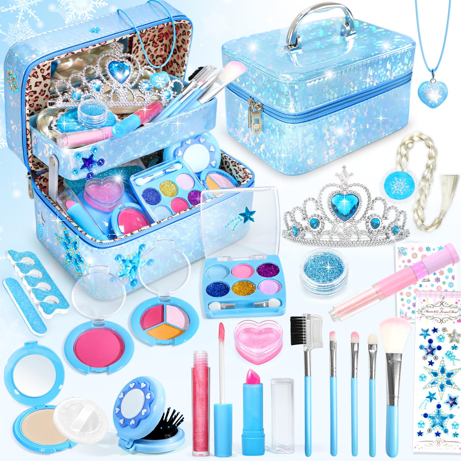INNOCHEER kids makeup kit case open showing organized storage for mess-free play
