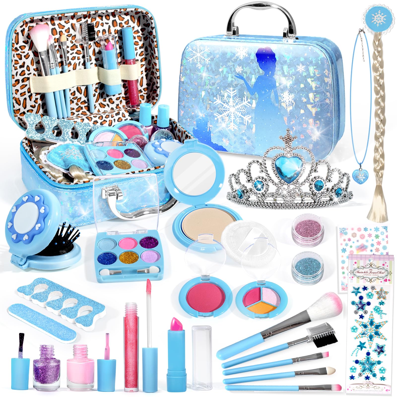 INNOCHEER kids makeup kit case, portable and organized for pretend-play cosmetics.