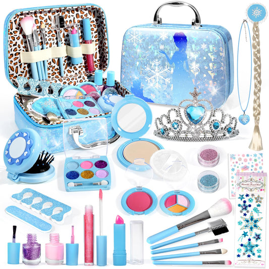 INNOCHEER kids makeup kit case, portable and organized for pretend-play cosmetics.