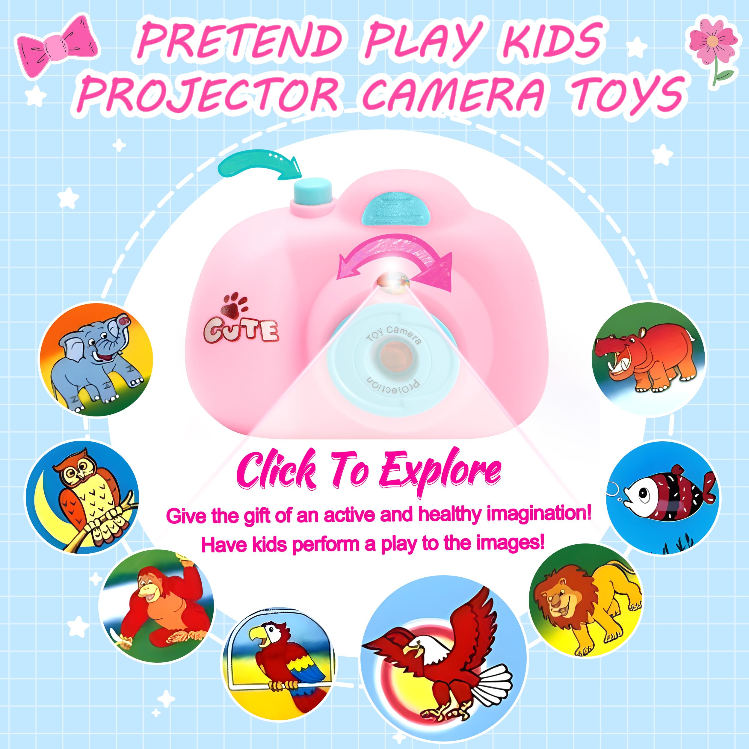 INNOCHEER pink purse with toy phone and accessories for imaginative play