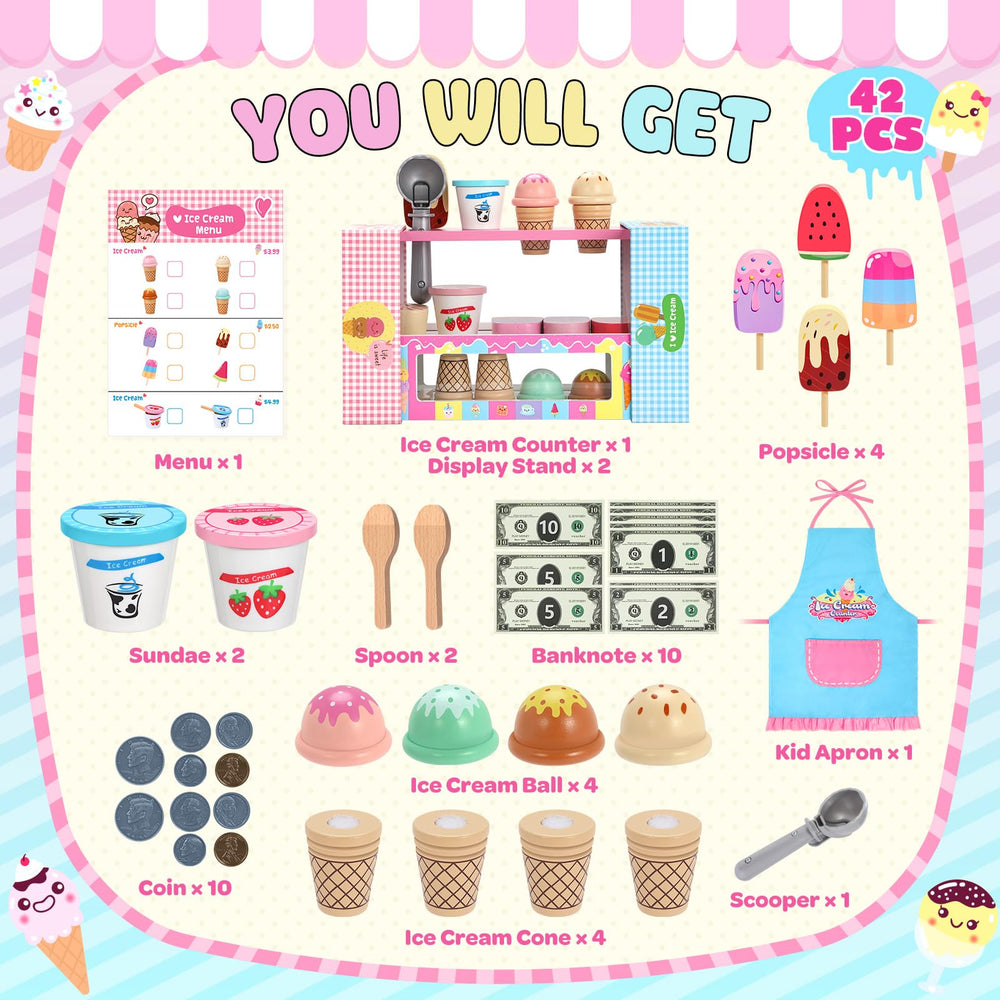 INNOCHEER wooden ice cream balls inspire varied flavors during pretend play