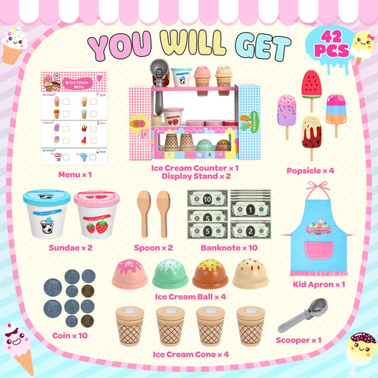 INNOCHEER wooden ice cream balls inspire varied flavors during pretend play