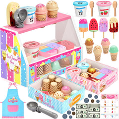 INNOCHEER wooden ice cream counter for imaginative play and fine motor skills