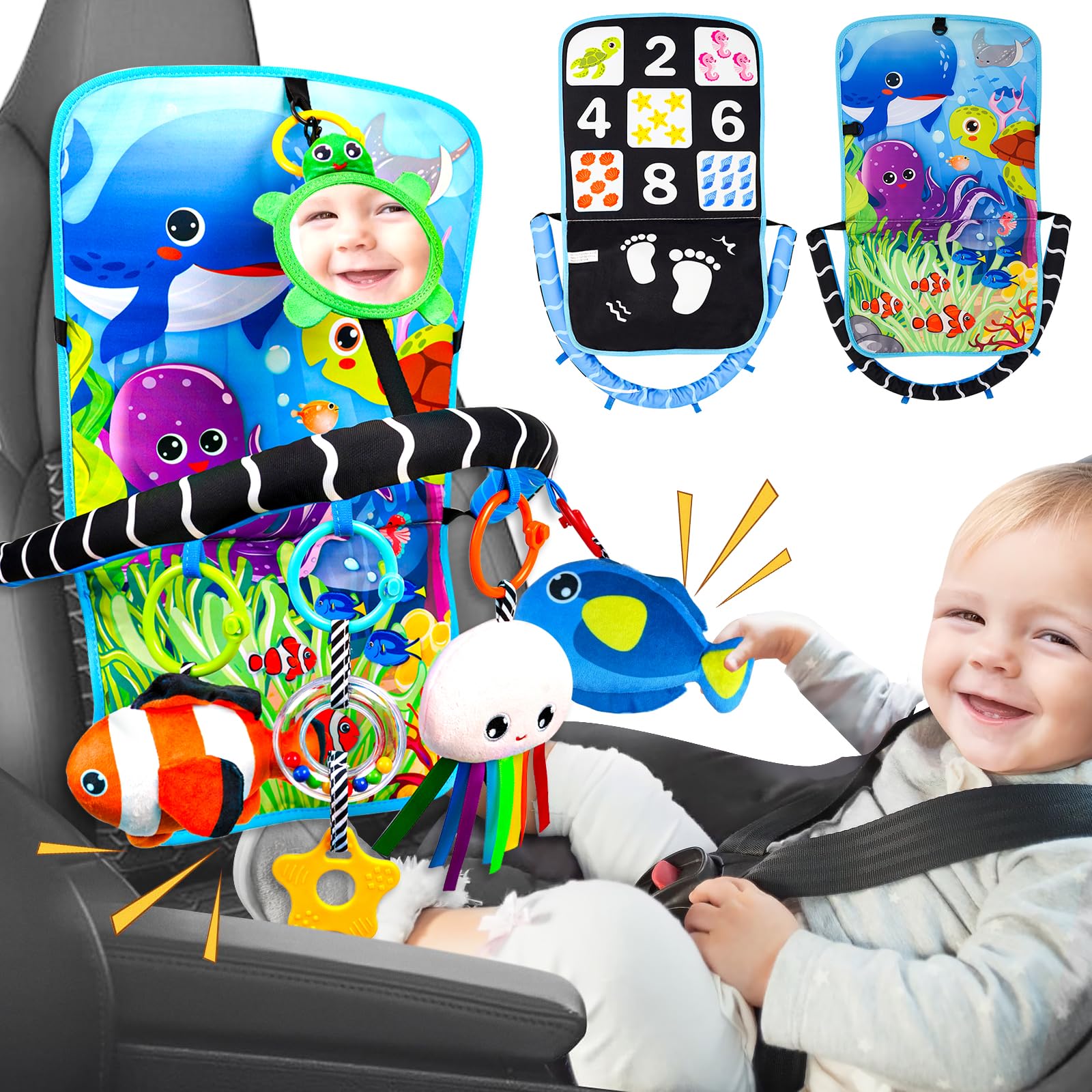 Innofans baby car seat ocean animals plush toys for engaging car travel and calm play