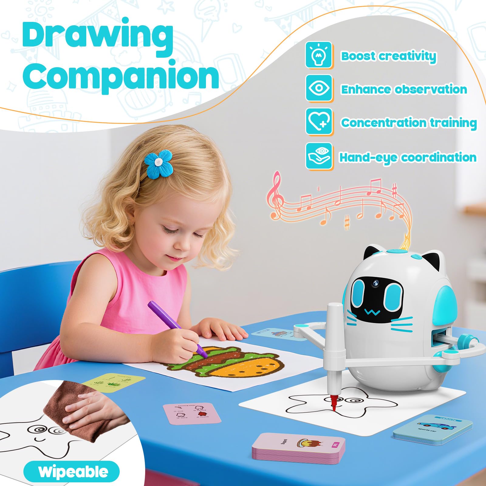Innofans drawing robot whiteboard for instant doodling and practice