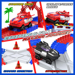 Innofans road race set with bridges, crossroads, and signs boosting imaginative play.