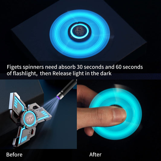 INNÔPLUS fidget spinner glowing after charging for dark environments