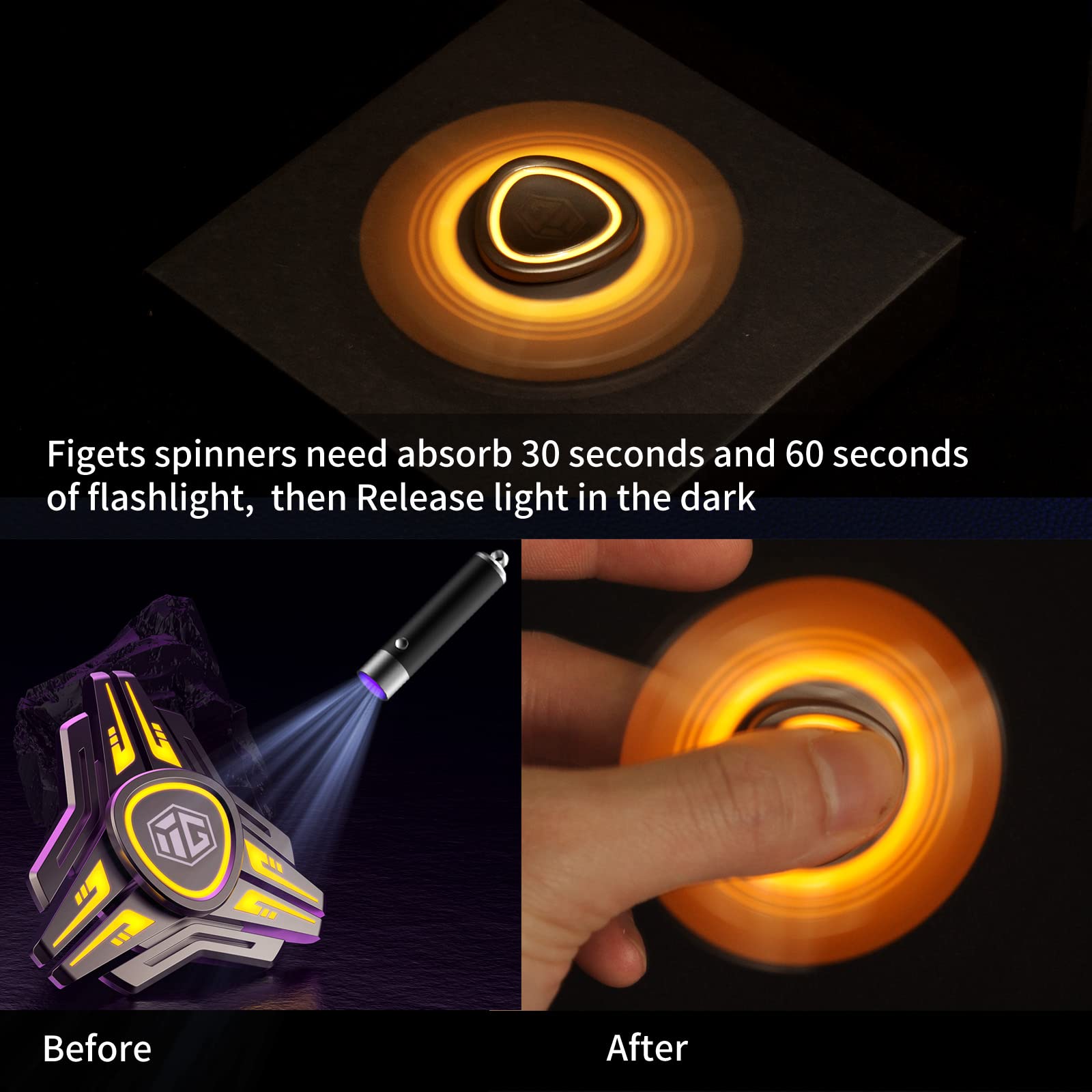 INNÔPLUS fidget spinner light-up feature enhances nighttime fun and focus.