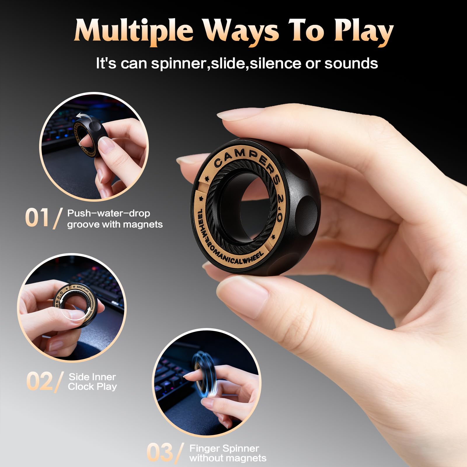 INNÔPLUS magnetic rings: eight slots for tactile spin and focus.