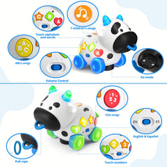INNOSKY Musical Cow toy supports bilingual English and Spanish play.