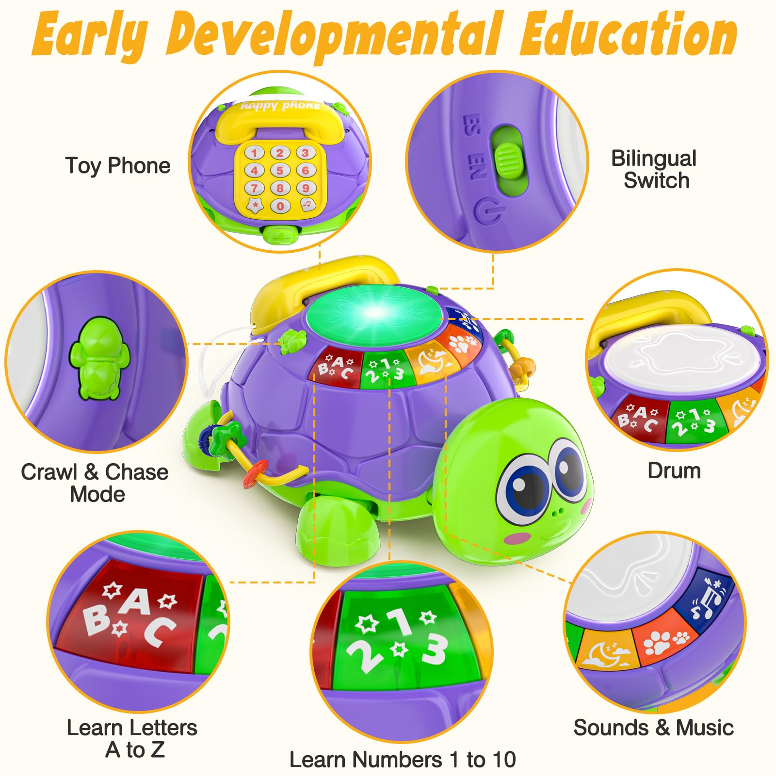 INNOSKY musical turtle toy gift idea with safe materials for infants
