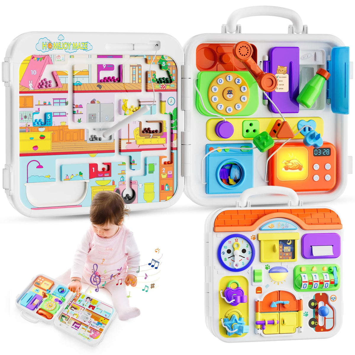 INNOSKY Busy Board featuring locks and latches to promote fine motor skills during play