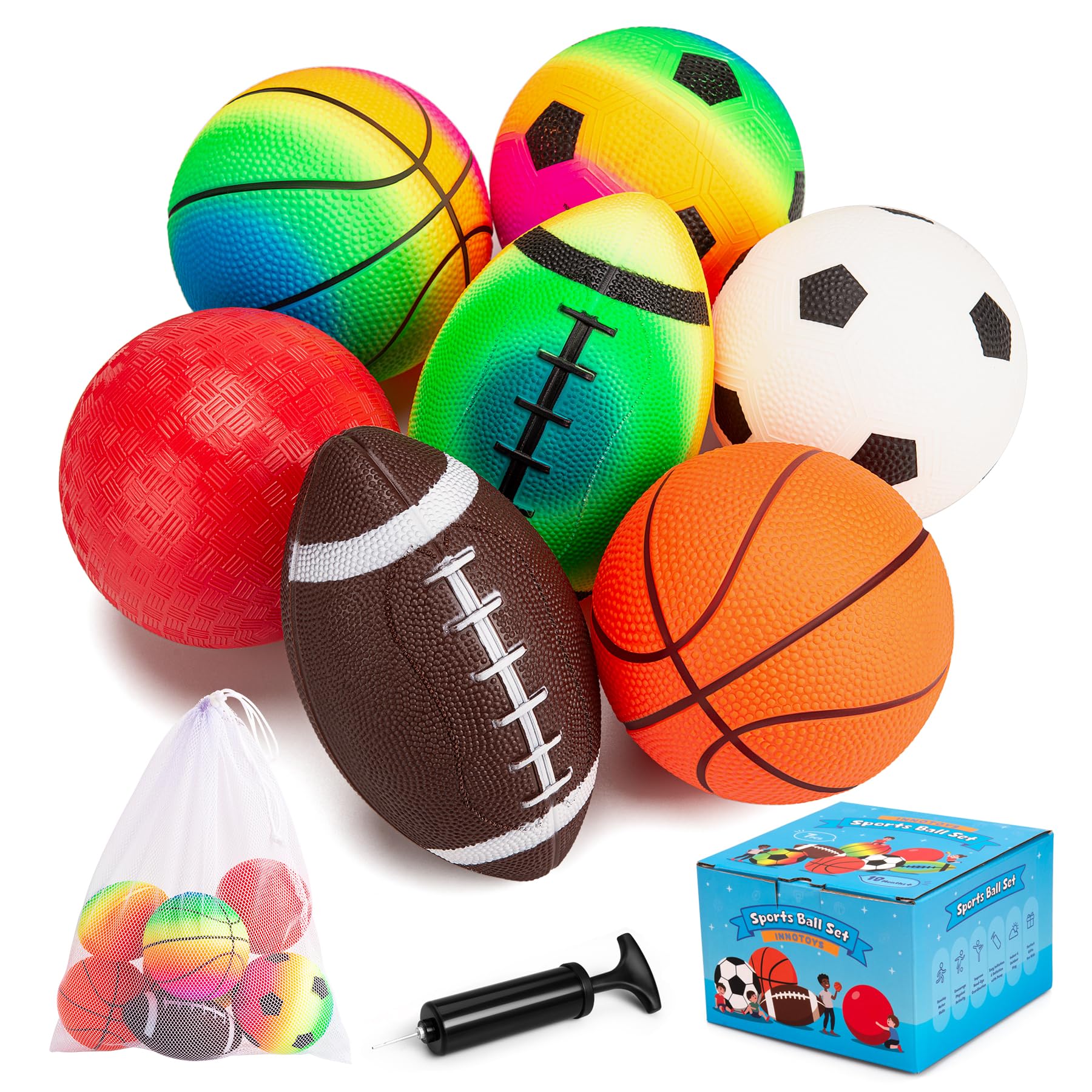 Innotoys soft balls 5 inch 7-pack for safe indoor toddler play.