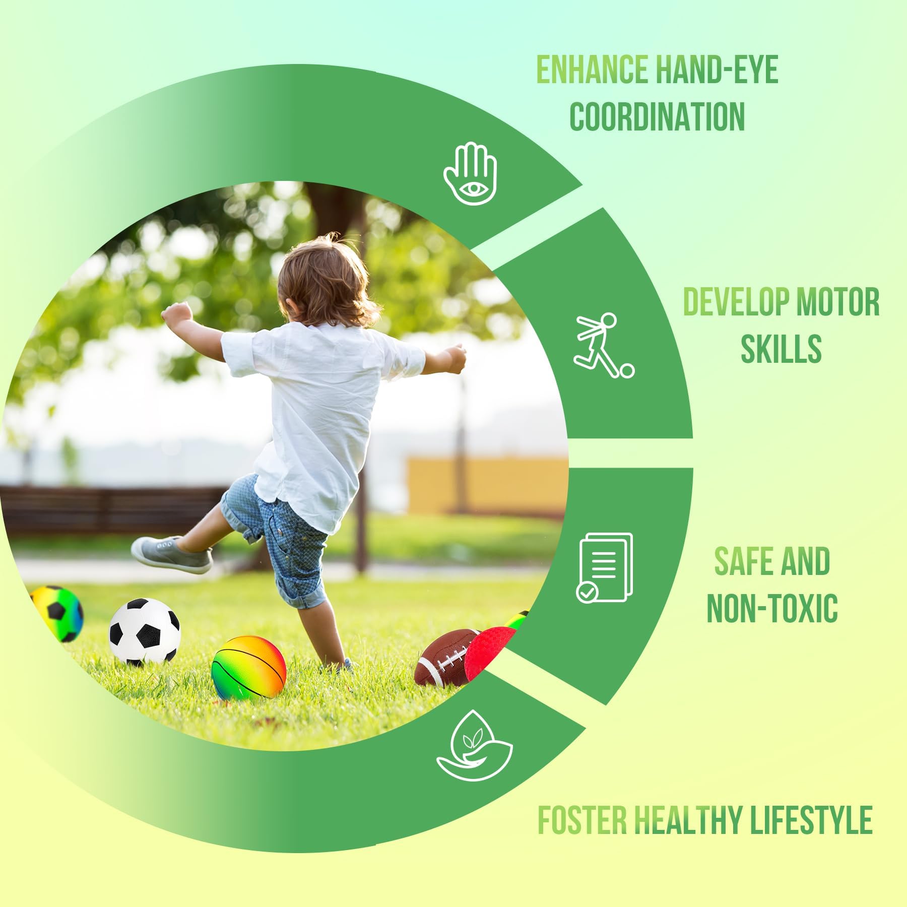 Innotoys soft balls durable rubber construction for long lasting playtime.