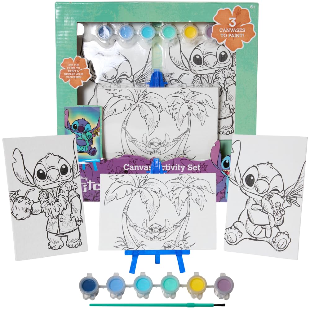 Innovative Designs Disney Stitch canvas set: three preprinted canvases for easy, frustration-free painting