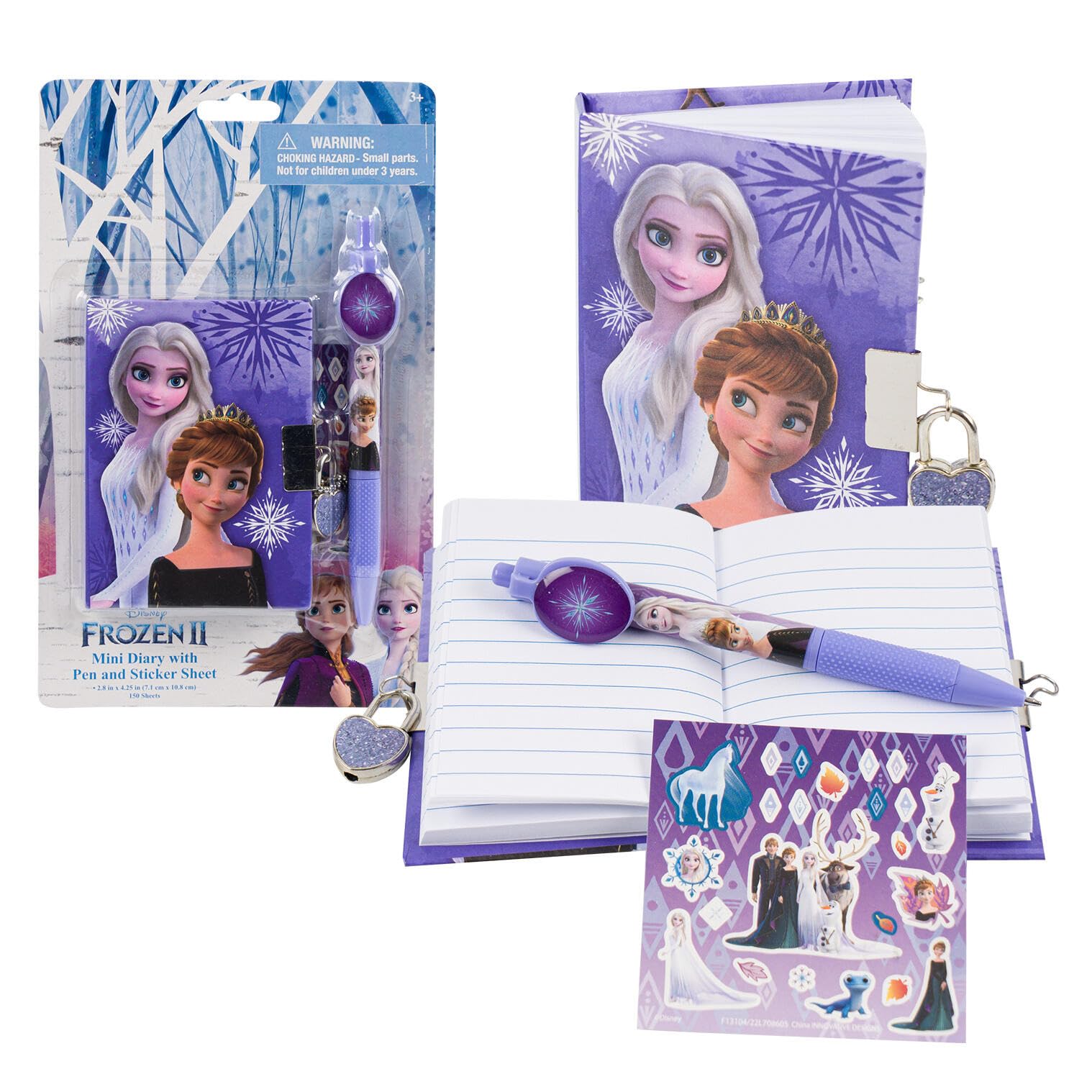 Innovative Designs Frozen 2 Mini Diary with stickers and pen, ideal for daily journaling and personal expression.