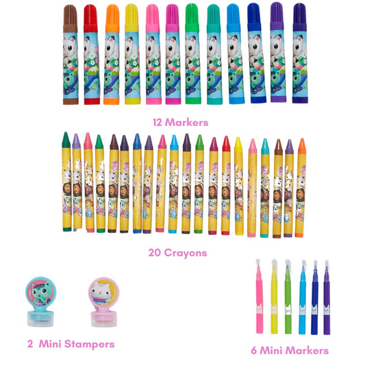 Innovative Designs Gabby's Dollhouse art set with 20 crayons for smooth color blending.