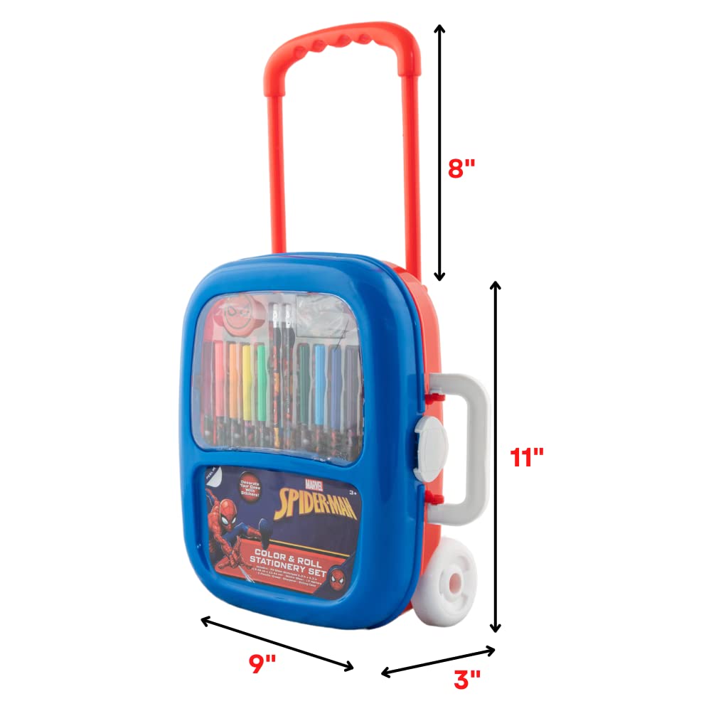 Innovative Designs Marvel Spiderman art supplies assortment includes sketch pad and markers.