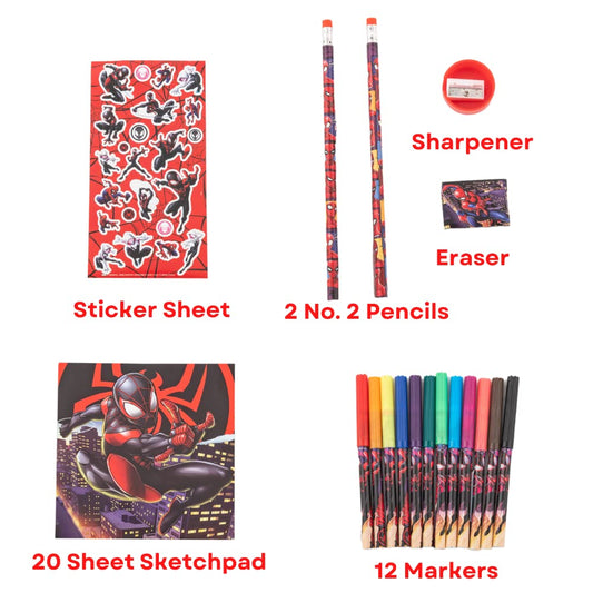Innovative Designs Marvel Spiderman color and roll case open, quick access for spontaneous coloring sessions.