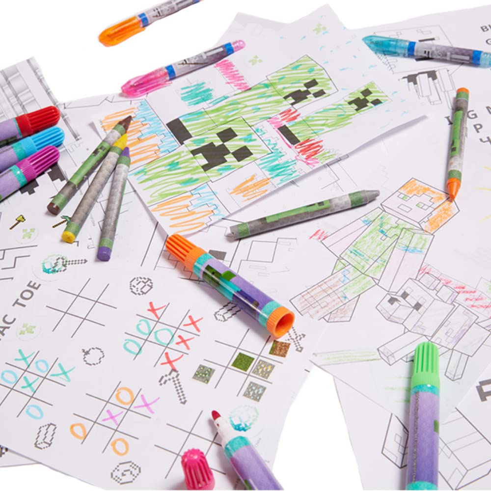Innovative Designs Minecraft crayons, markers, and gel pens supply vivid coloring tools.