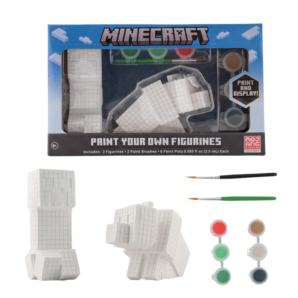 Innovative Designs Minecraft paint-your-own figurines box encourages creative crafting.