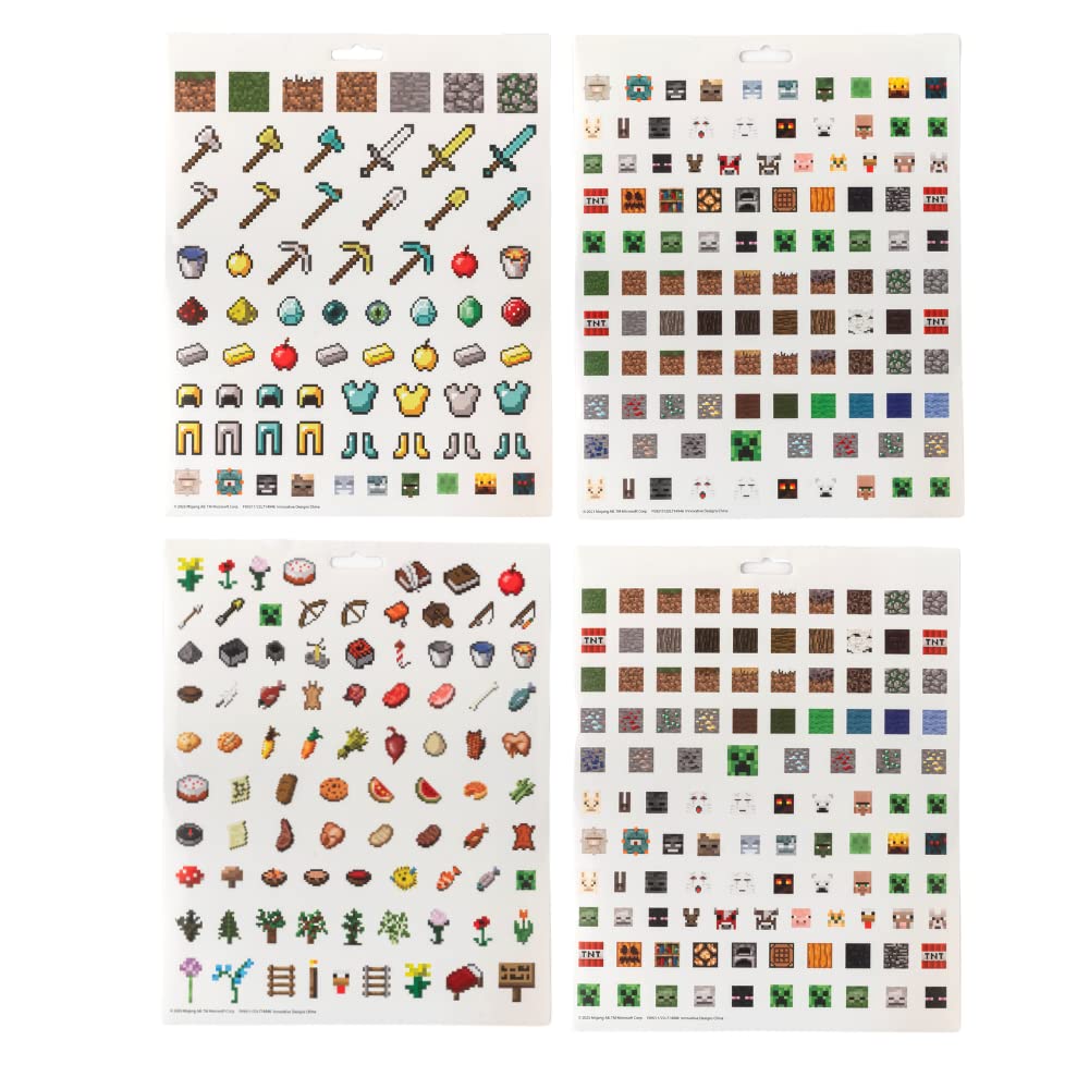 Innovative Designs Minecraft stickers bright colors attract attention on water bottles and backpacks.