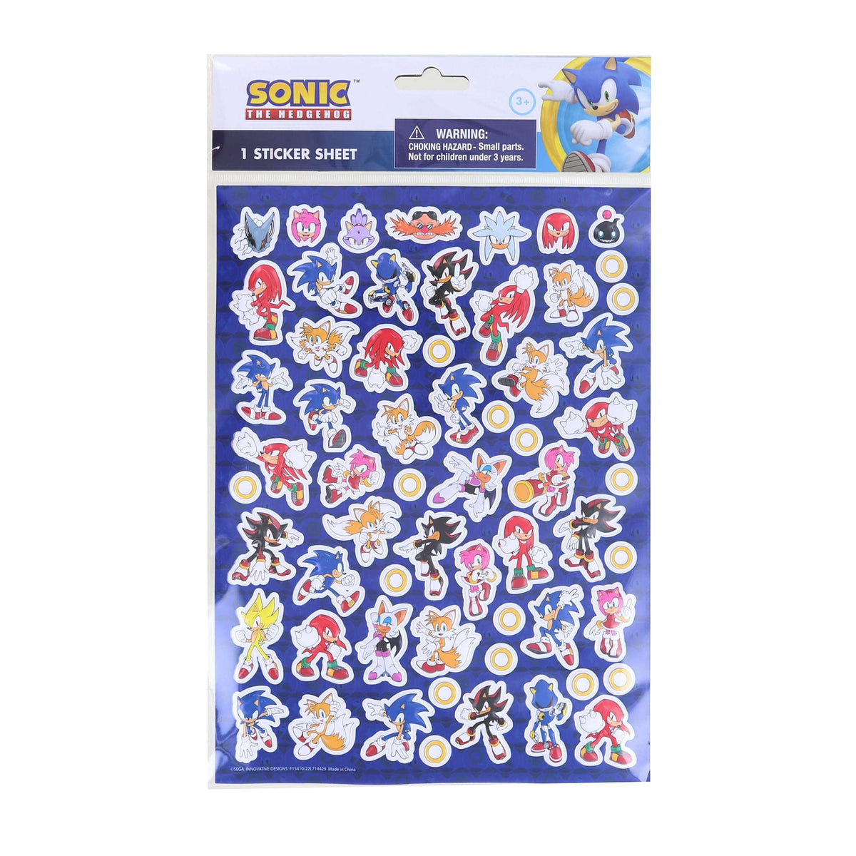 Innovative Designs Sonic raised sticker sheet cover with characters for school supplies.
