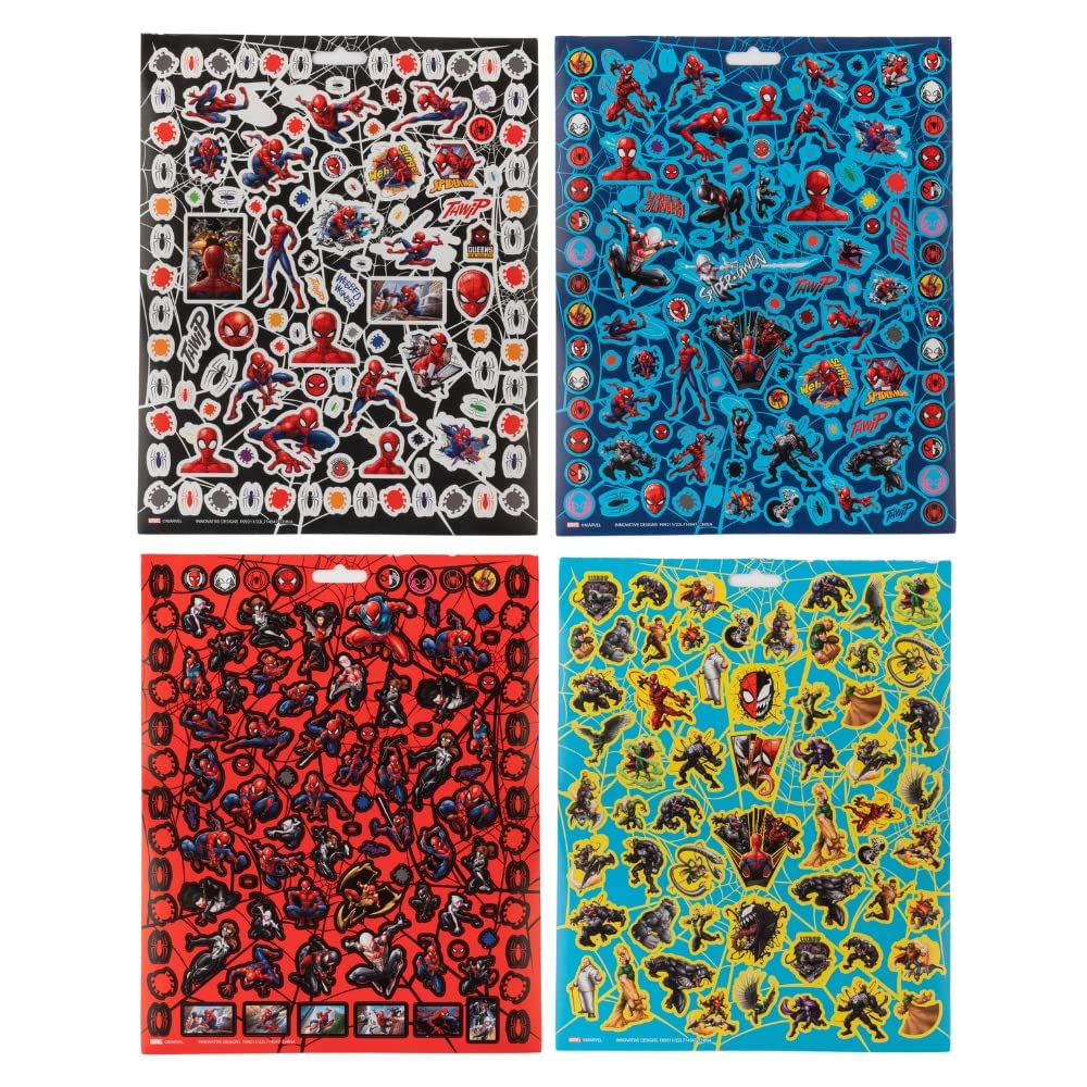 Innovative Designs Spiderman stickers for notebooks and folders on kids' school supplies.