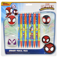 Innovative Designs Spidey set with character erasers, ideal for kids' writing and doodling