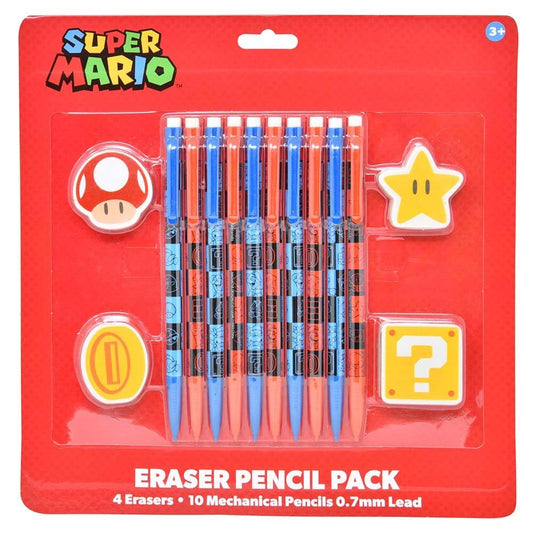 Innovative Designs Super Mario eraser pencil pack image with colorful pencils for school use