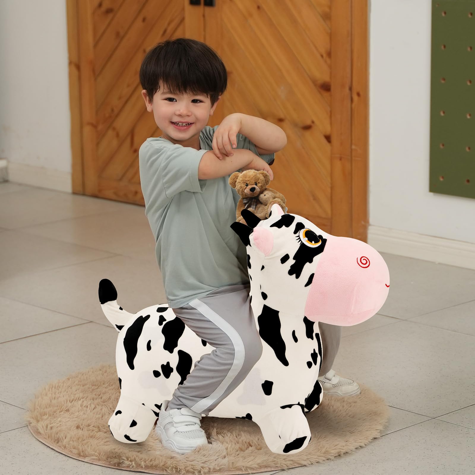 INPANY Bouncy Cow indoor outdoor use demonstrates versatile play settings