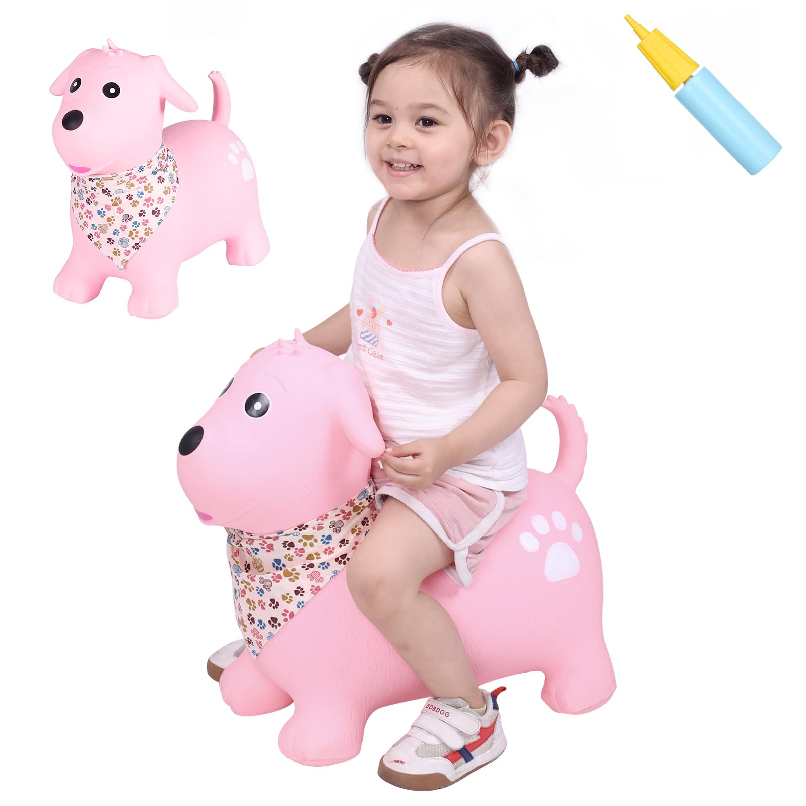 INPANY Bouncy Dog Hopper front view for toddlers emphasizing active play and balance