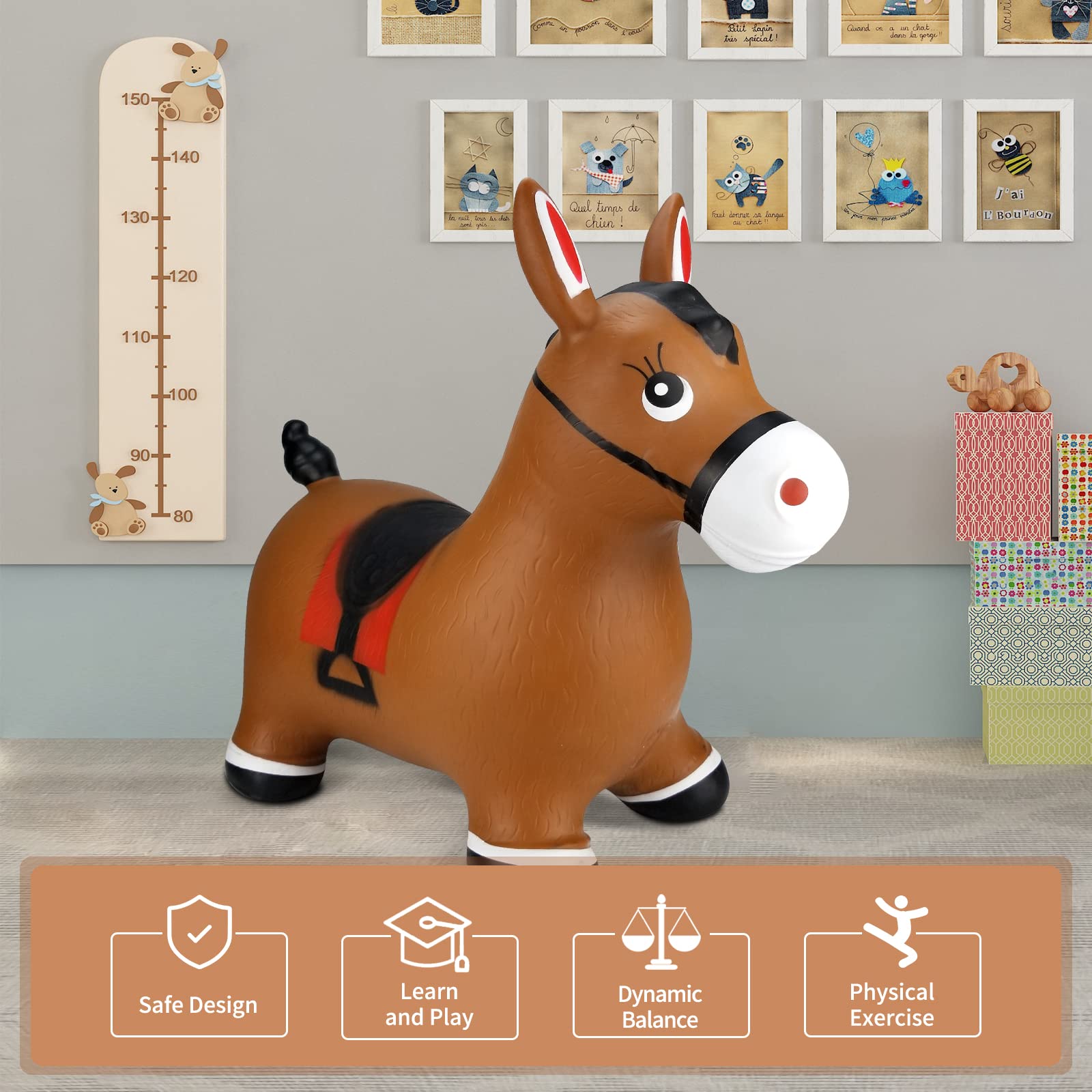 INPANY bouncy horse hopper indoor outdoor use scene for versatile play
