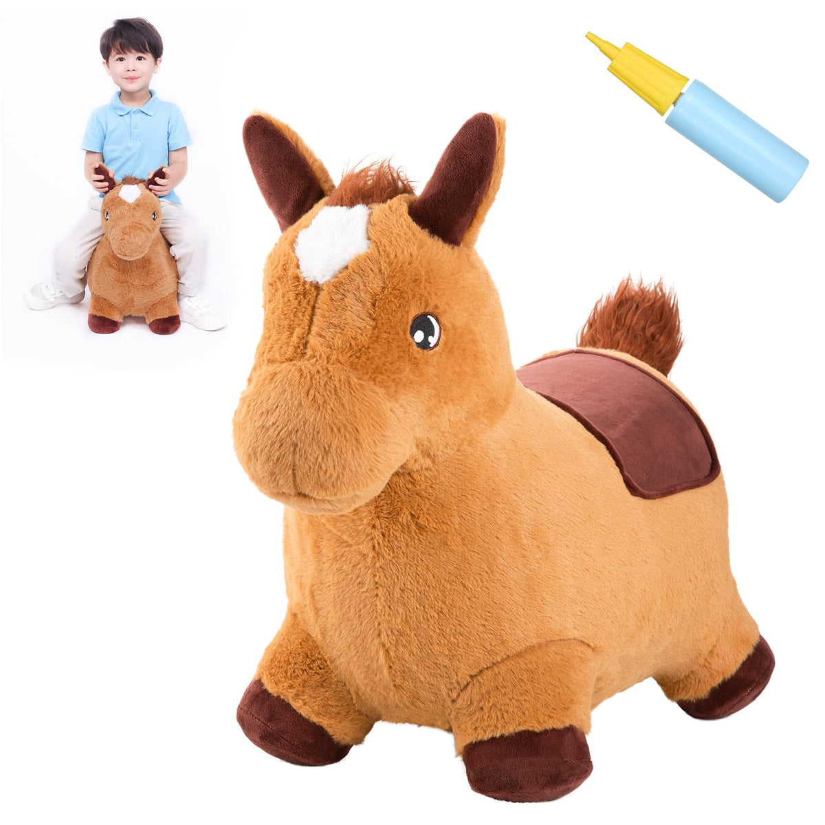 INPANY Bouncy Horse with soft plush cover for gentle hugs and cozy play