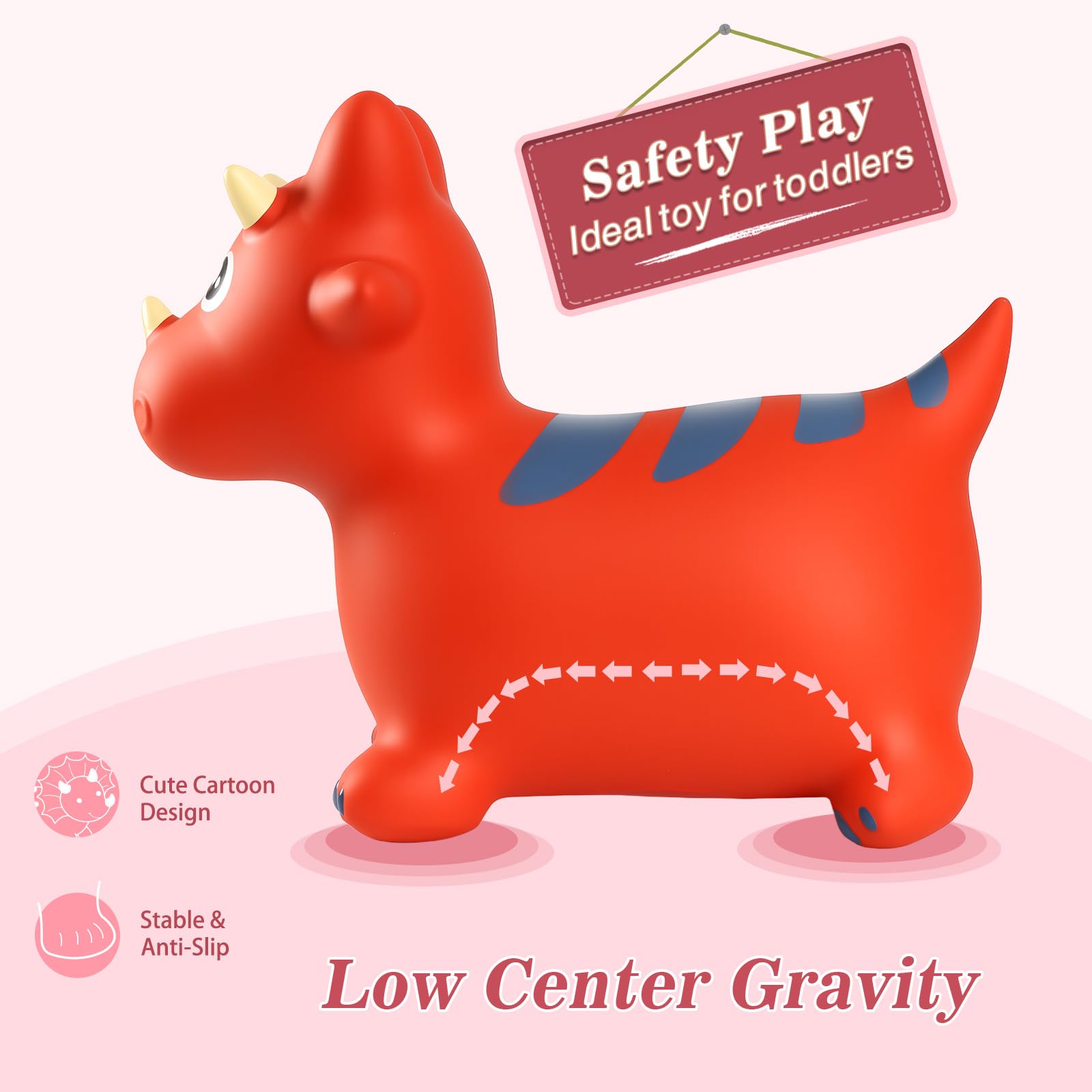 INPANY dinosaur hopper side view invites imaginative hopping adventures.