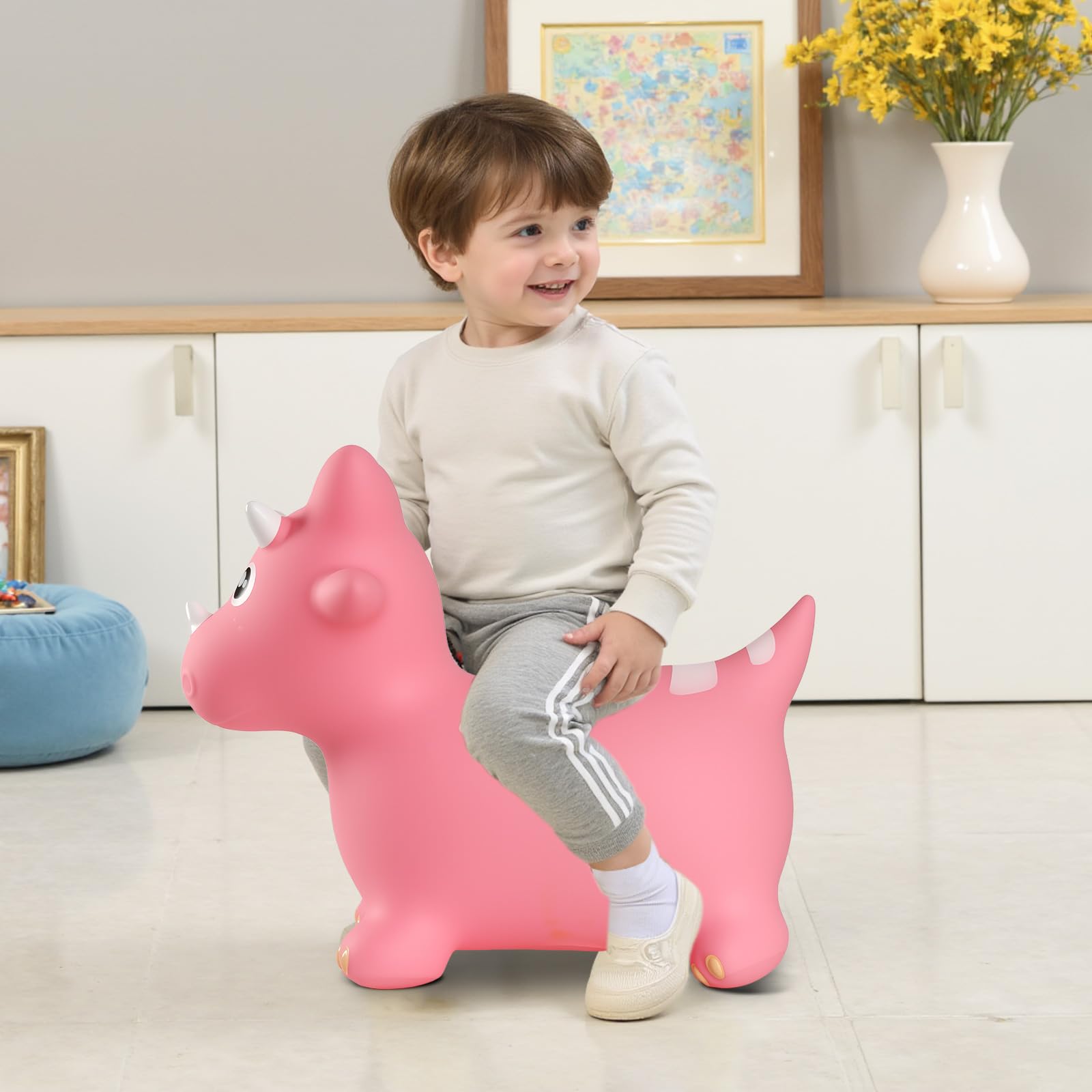 INPANY bouncy horse with easy inflate valve suitable for classroom and outdoor use.