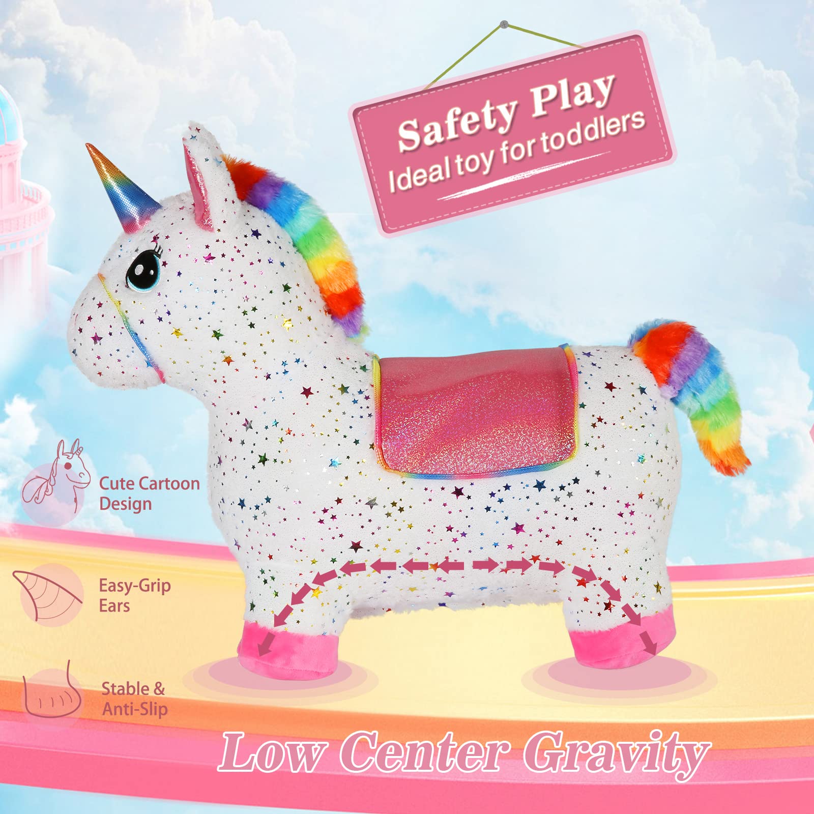 Inflatable hopper with thick, safe material keeps kids comfortable during play.