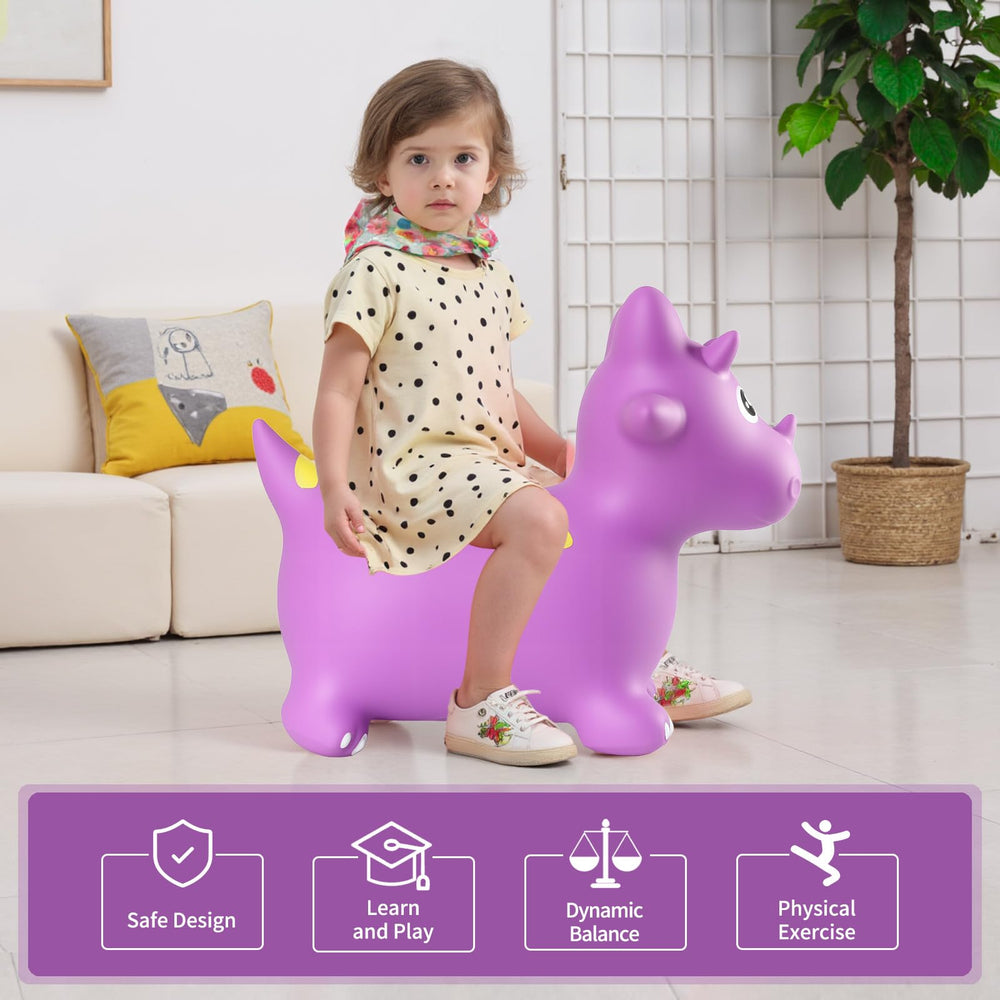 INPANY inflatable triceratops bouncer provides a fun ride for kids