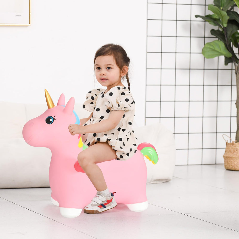 INPANY Unicorn Bouncy Horse child playing supports imaginative play and balance.