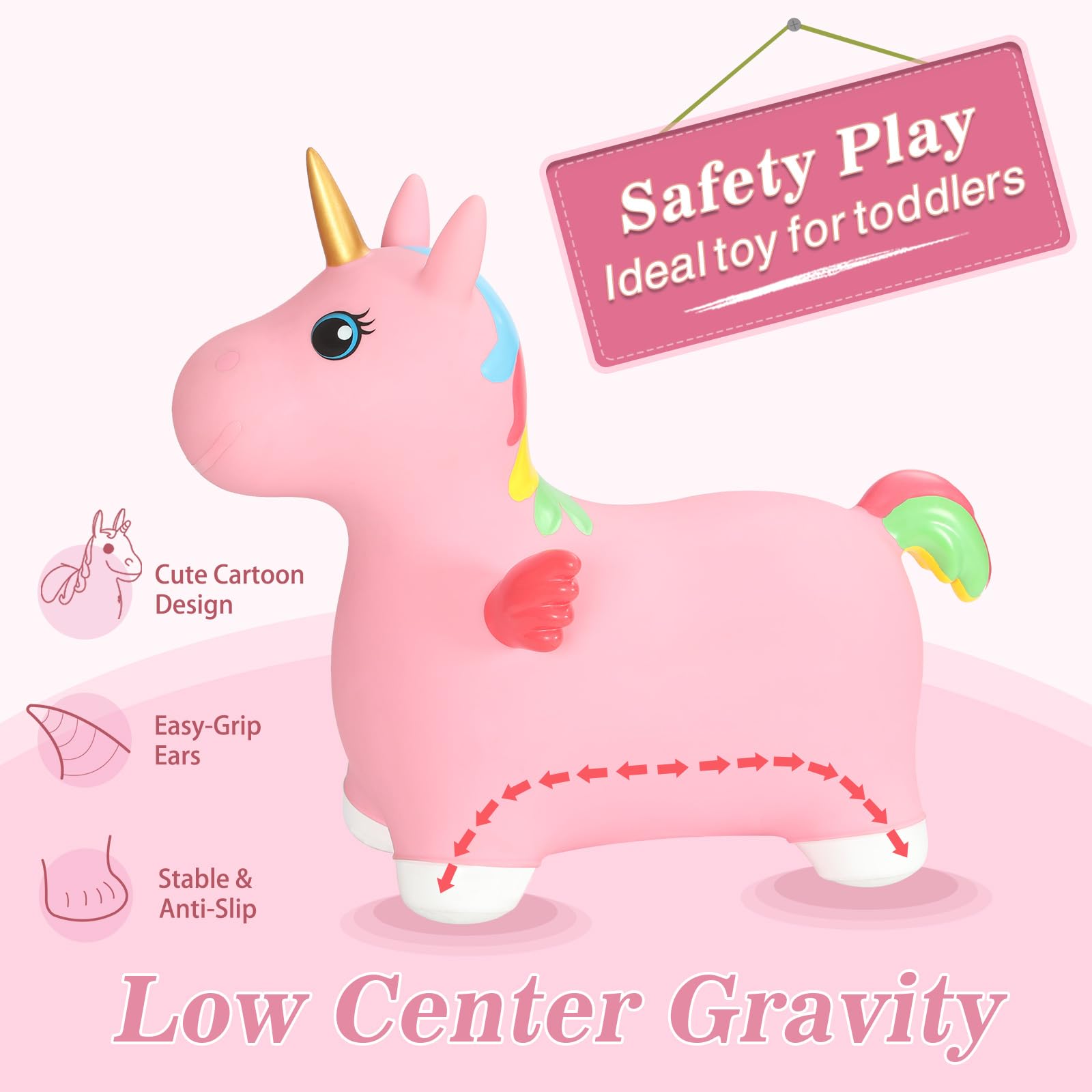 INPANY Unicorn Bouncy Horse inflation demo shows easy setup.