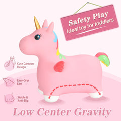 INPANY Unicorn Bouncy Horse inflation demo shows easy setup.