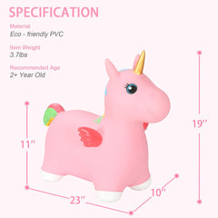 INPANY Unicorn Bouncy Horse side view supports balance during fun play.